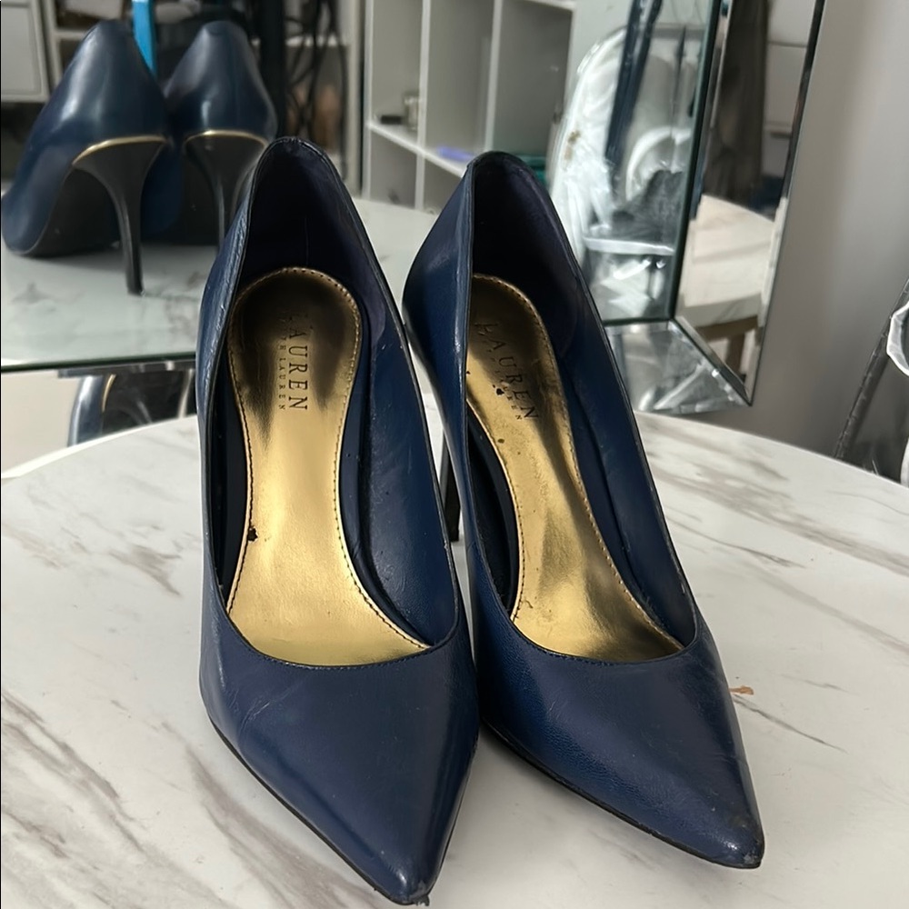 Ralph Lauren Double RL Blue Heels Classic Pointed-Toe Pumps